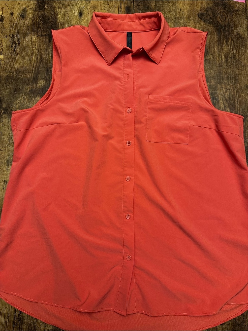 GAIAM Sleeveless Button-Front Blouse in Coral-Orange #135
